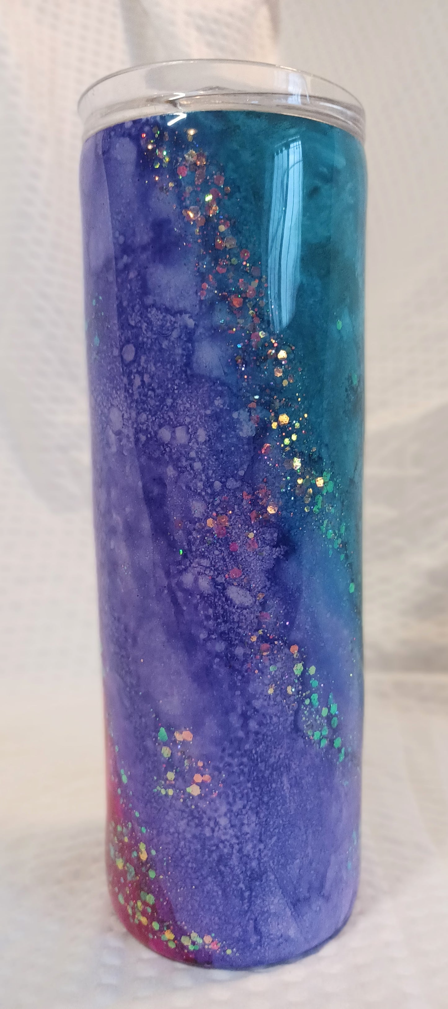 Purple, Pink and Teal Twisted 20 oz Skinny Stainless Steel Tumbler