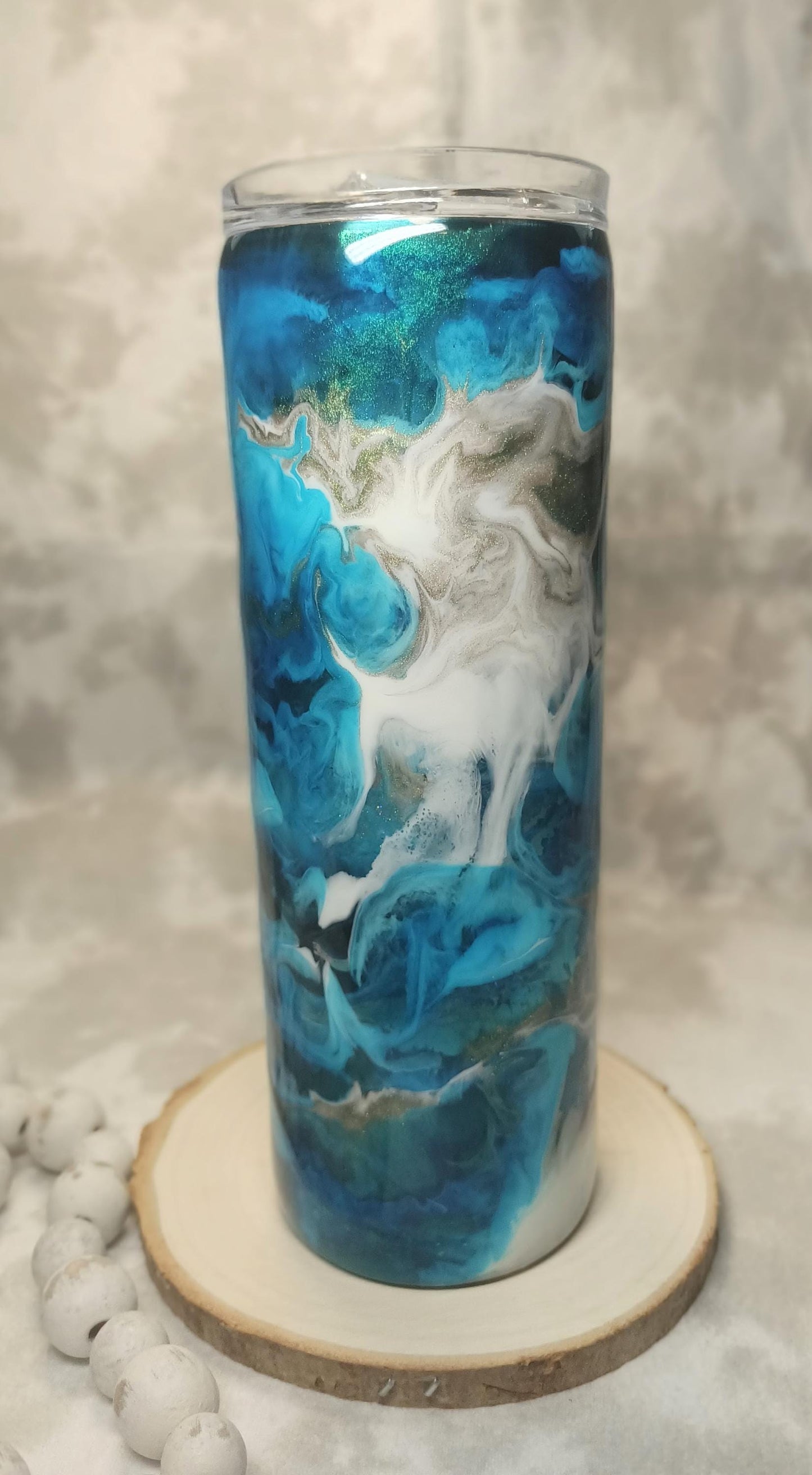 Blue Ink Drop 20 oz Skinny Stainless Steel Tumble