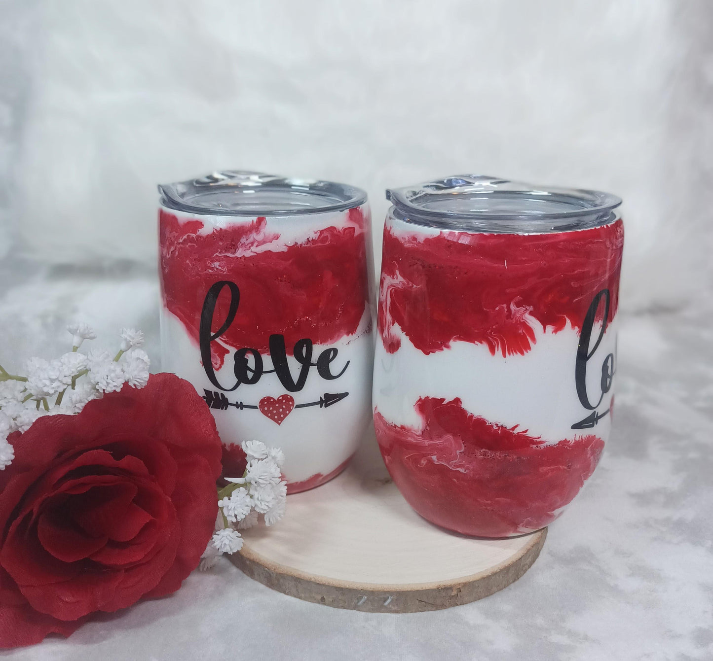 12 oz Stainless Steel Valentine Wine Tumbler Set