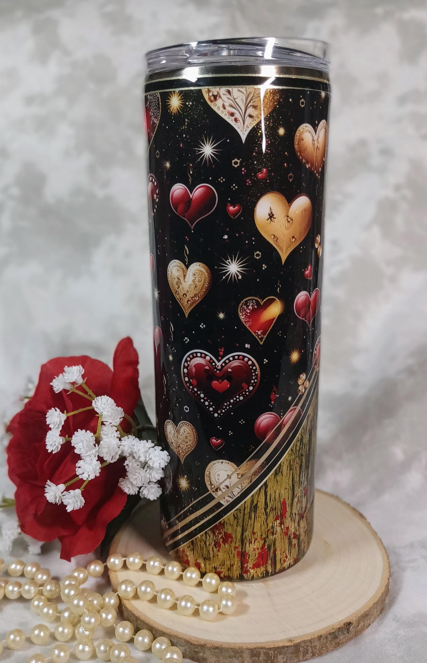 Valentine Distressed Vinyl 20 oz Skinny Stainless Steel Tumbler