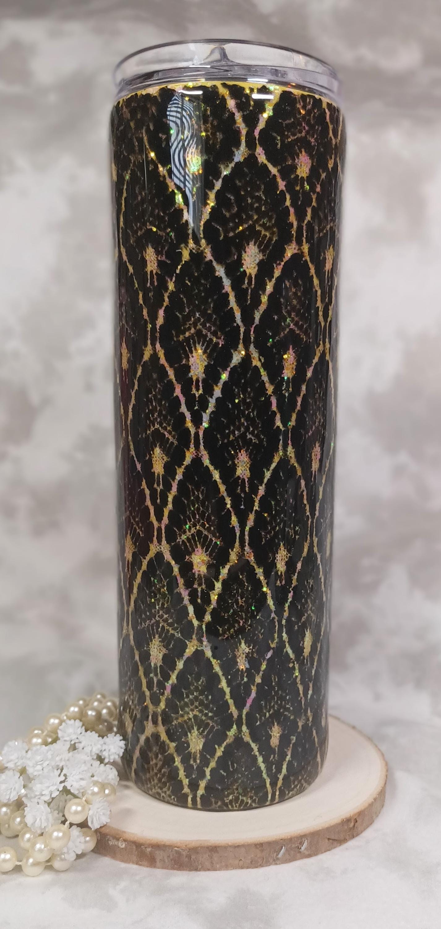 Yellow and Black Snakeskin pattern 30 oz Skinny Tumbler