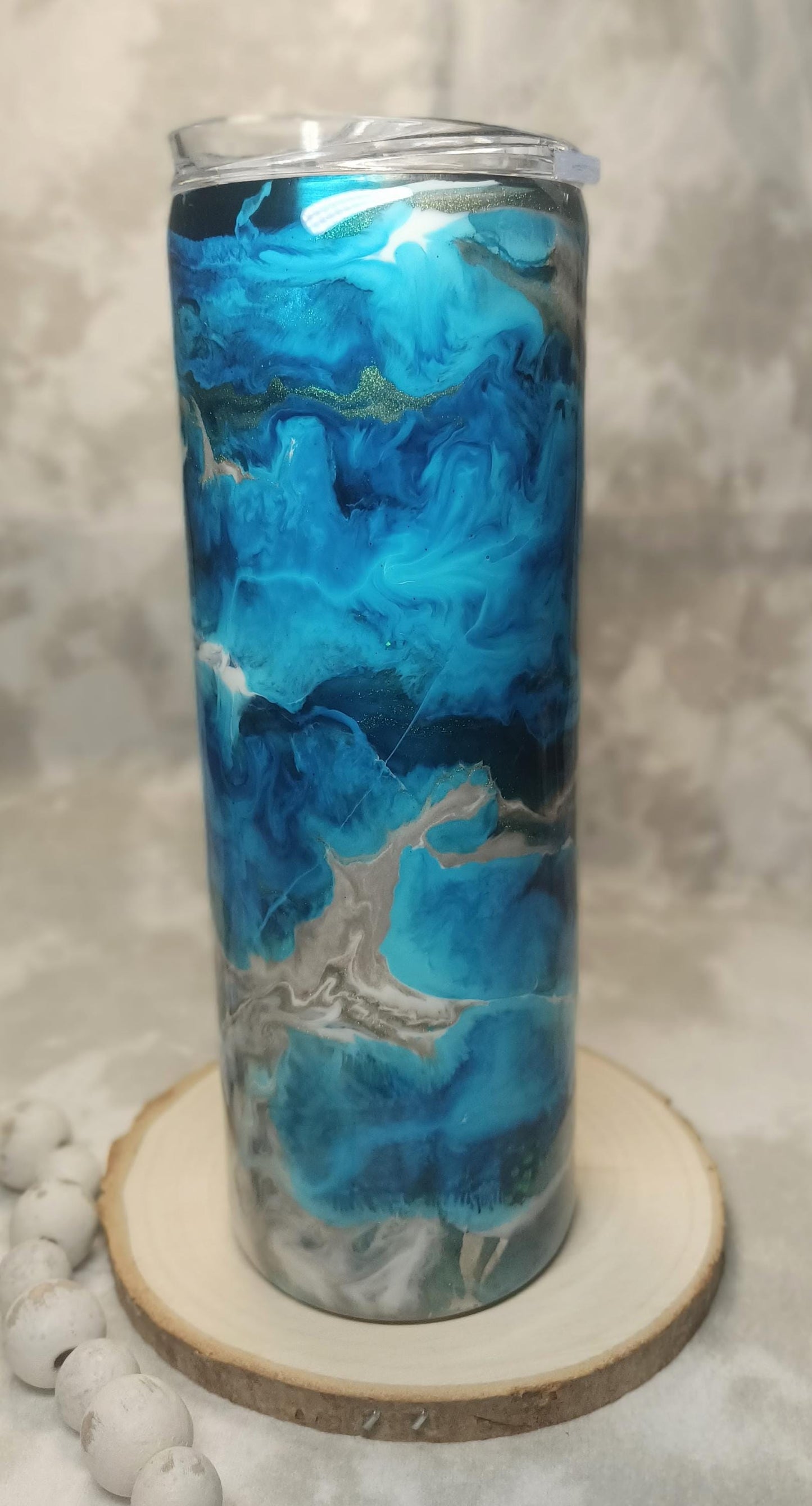 Blue Ink Drop 20 oz Skinny Stainless Steel Tumble