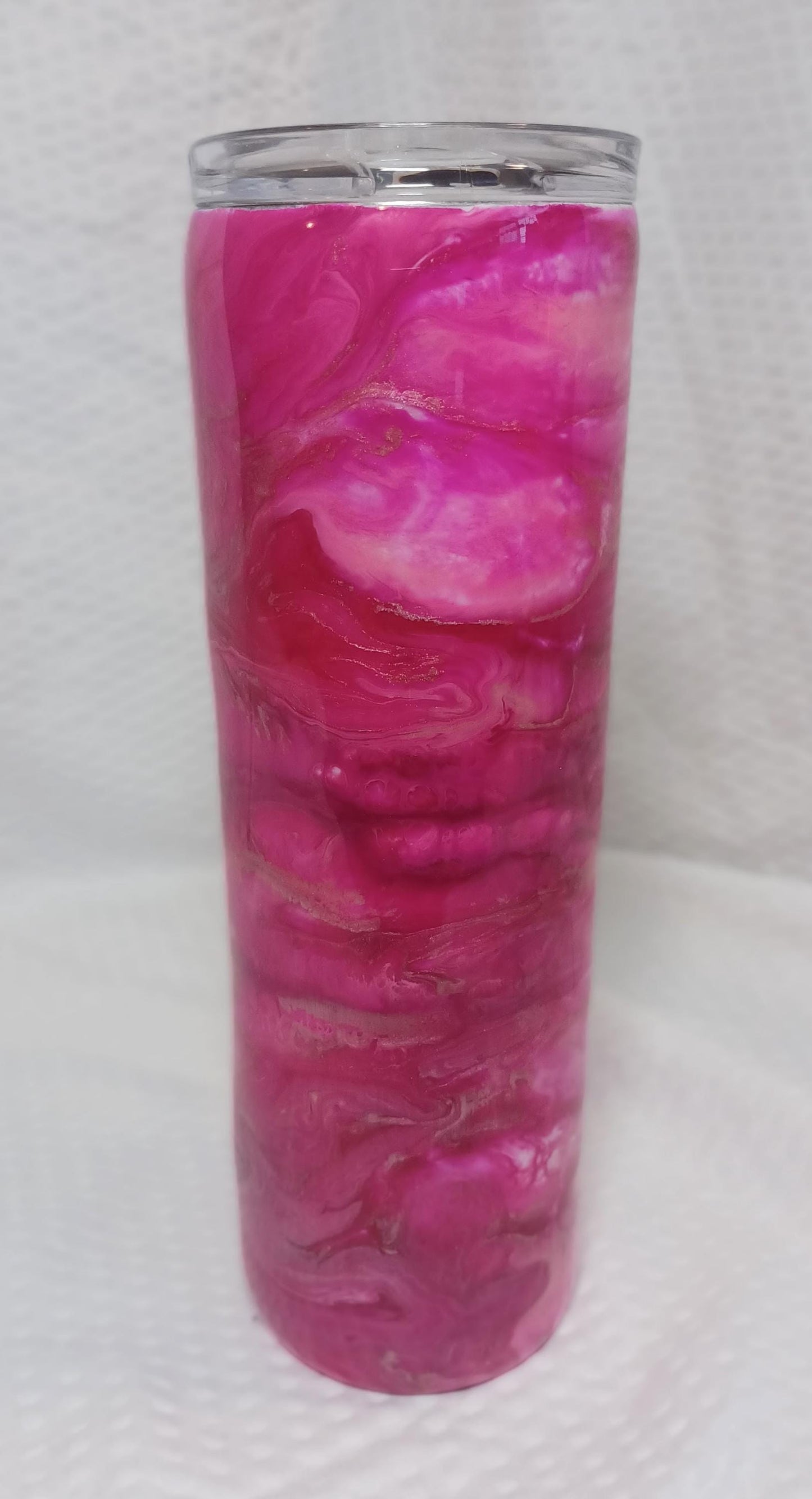 Beautiful Pink ink drop swirl 30 oz Stainless Steel Tumbler with handle
