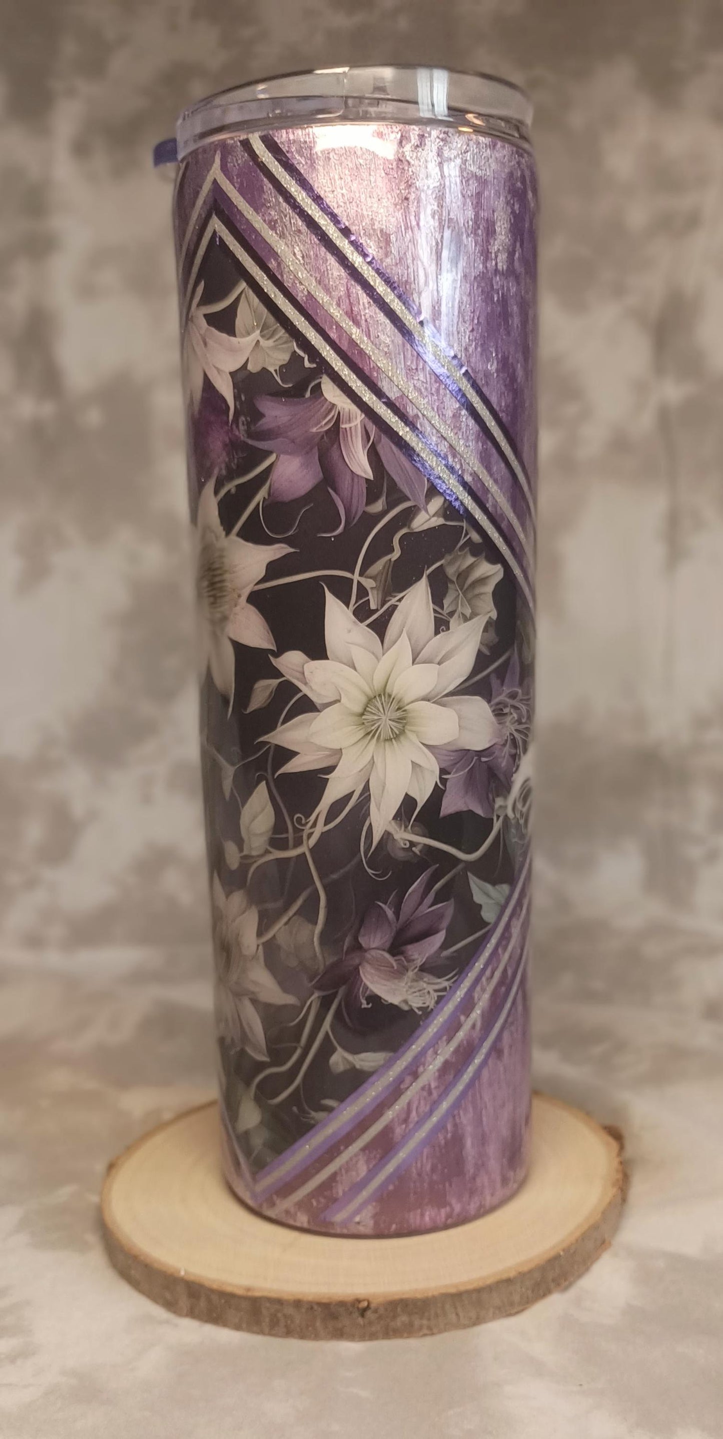 Purple distressed with flower vinyl