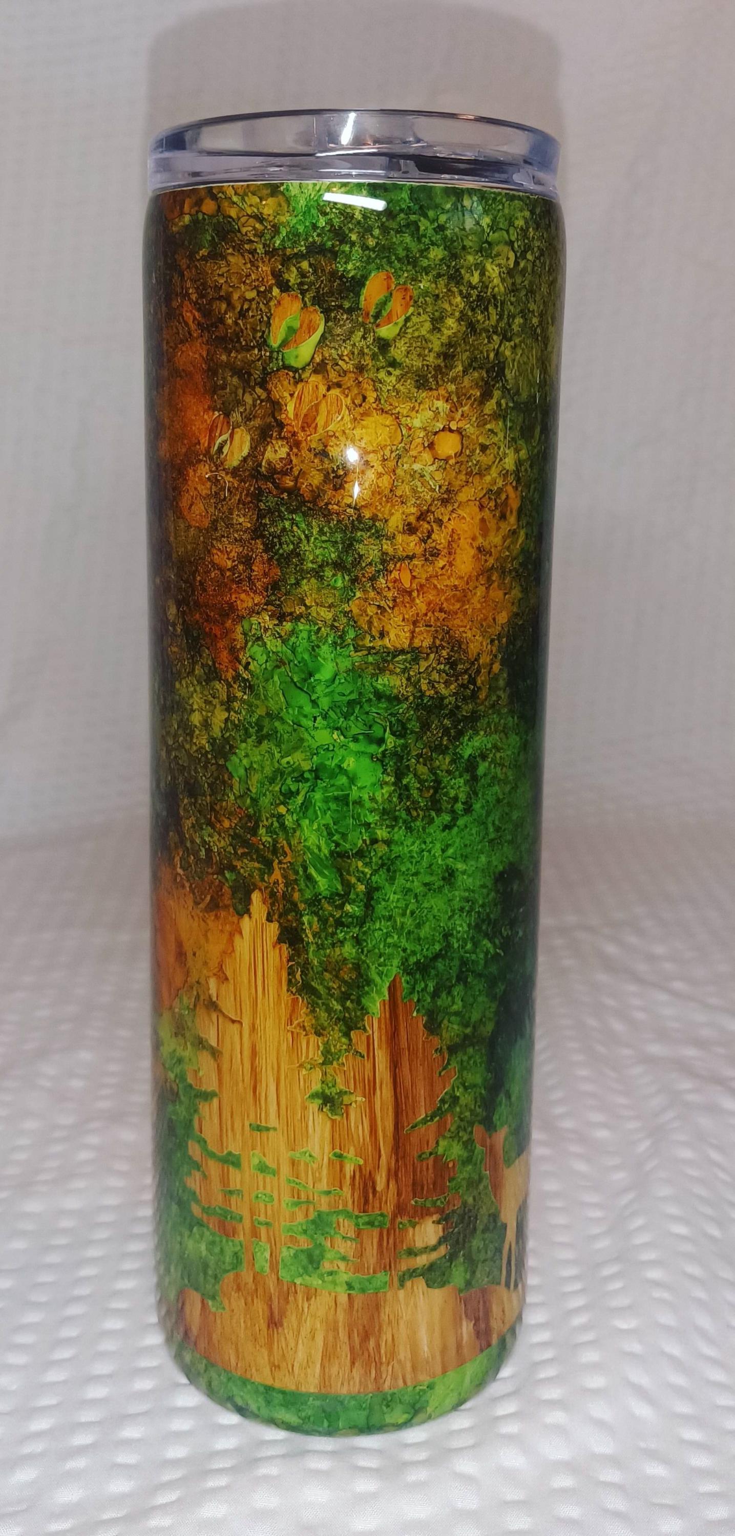 Deer Camouflage with woodgrain background 30 oz Skinny Stainless Steel Tumbler