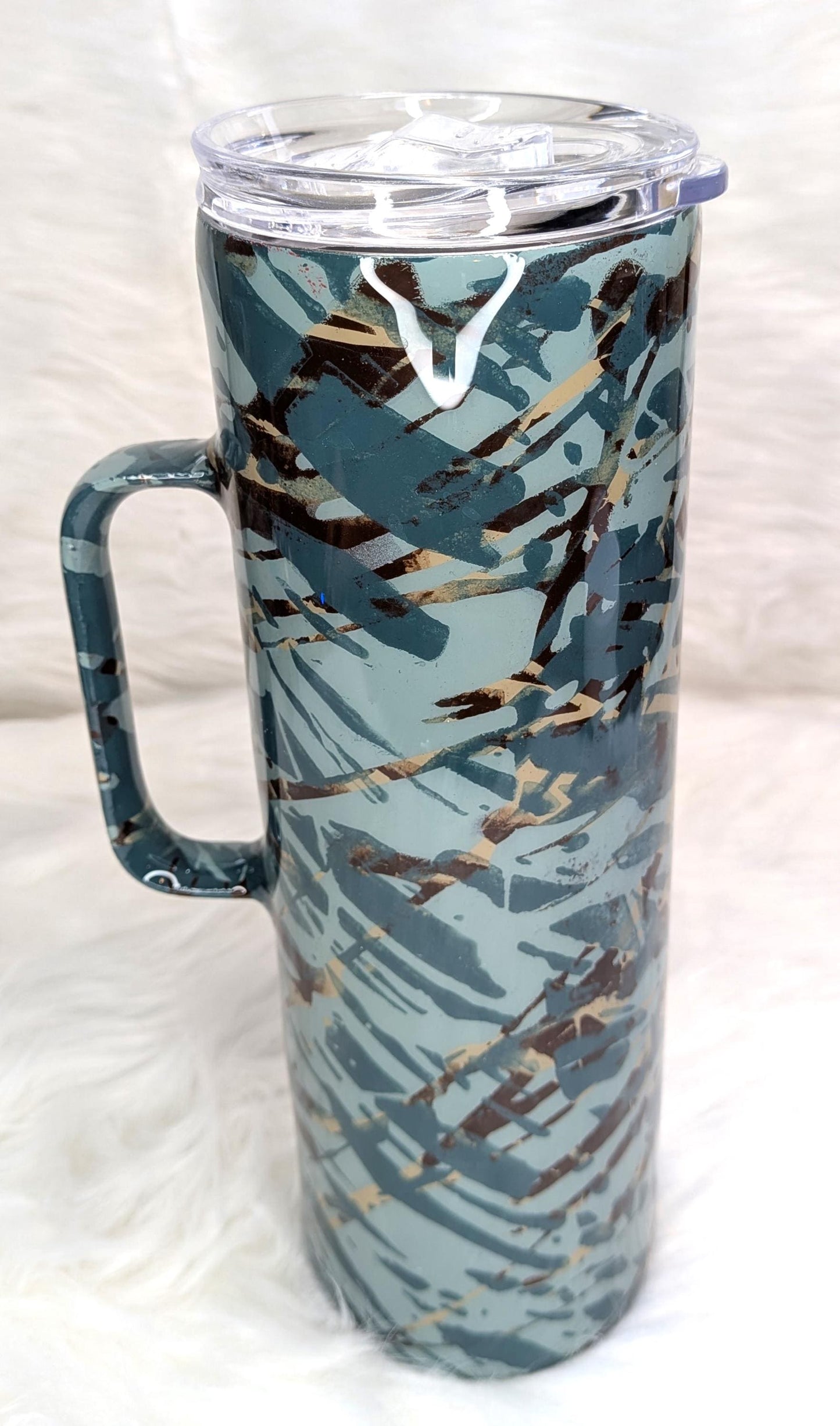 Camo 30 oz Skinny Stainless Steel Tumbler with a handle