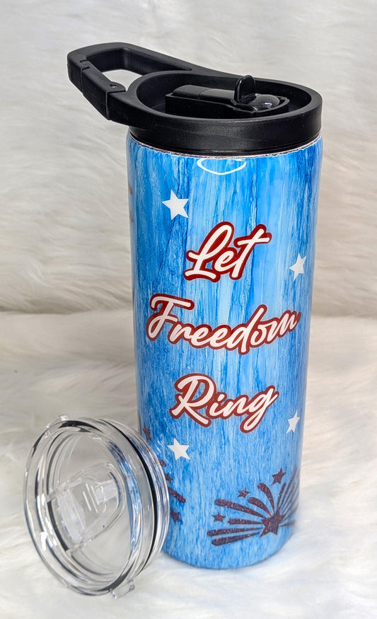 Let Freedom Ring 25 oz Dual Flip Stainless Steel Tumbler