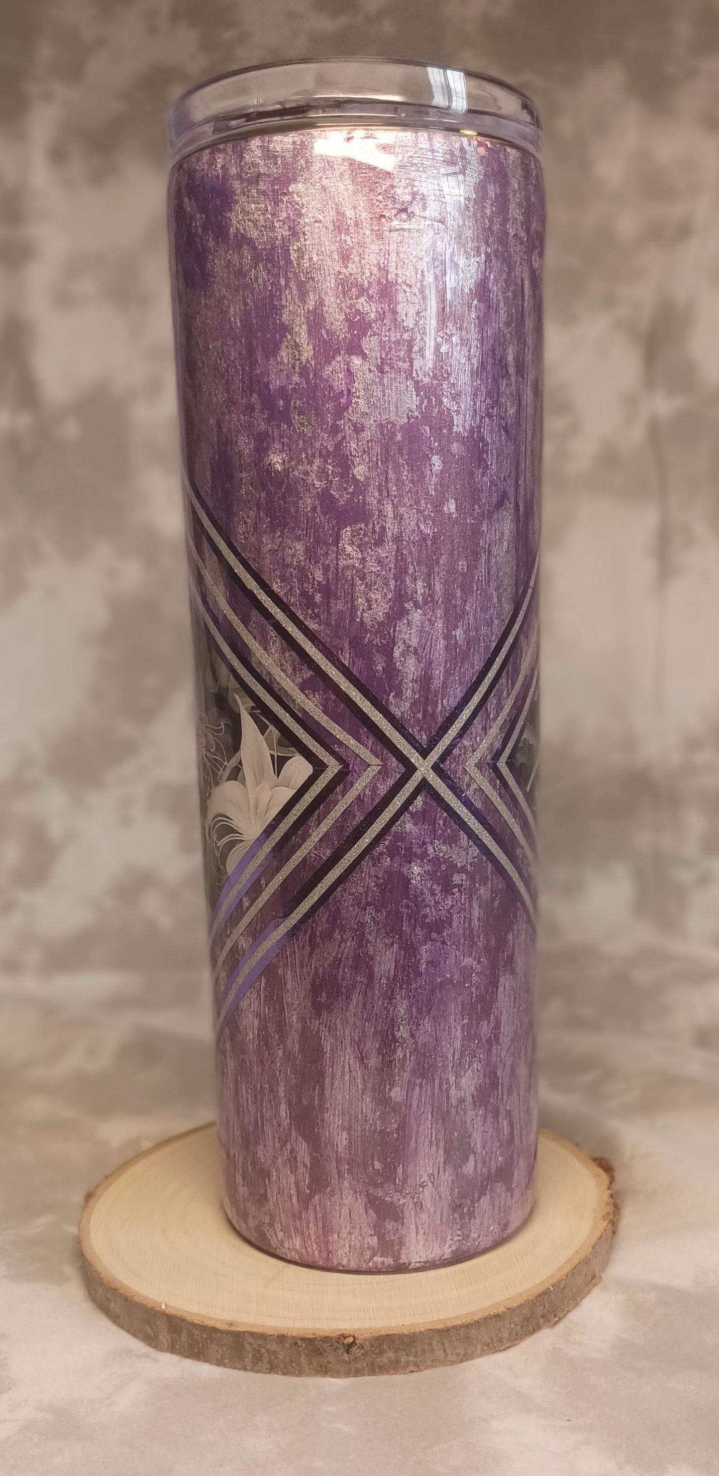 Purple distressed with flower vinyl
