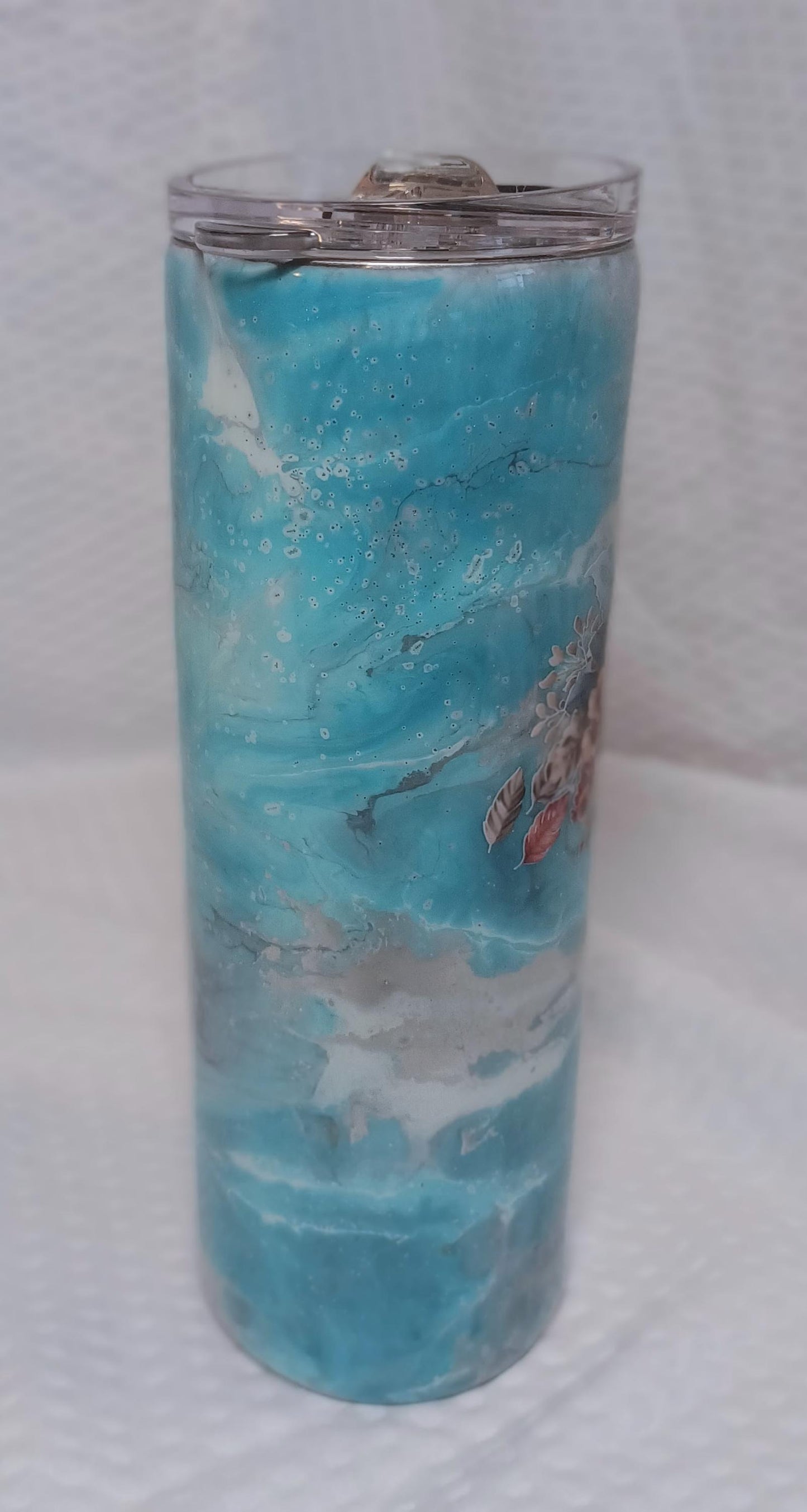 Teal and Boho flowers 20oz Stainless Steel Tumbler