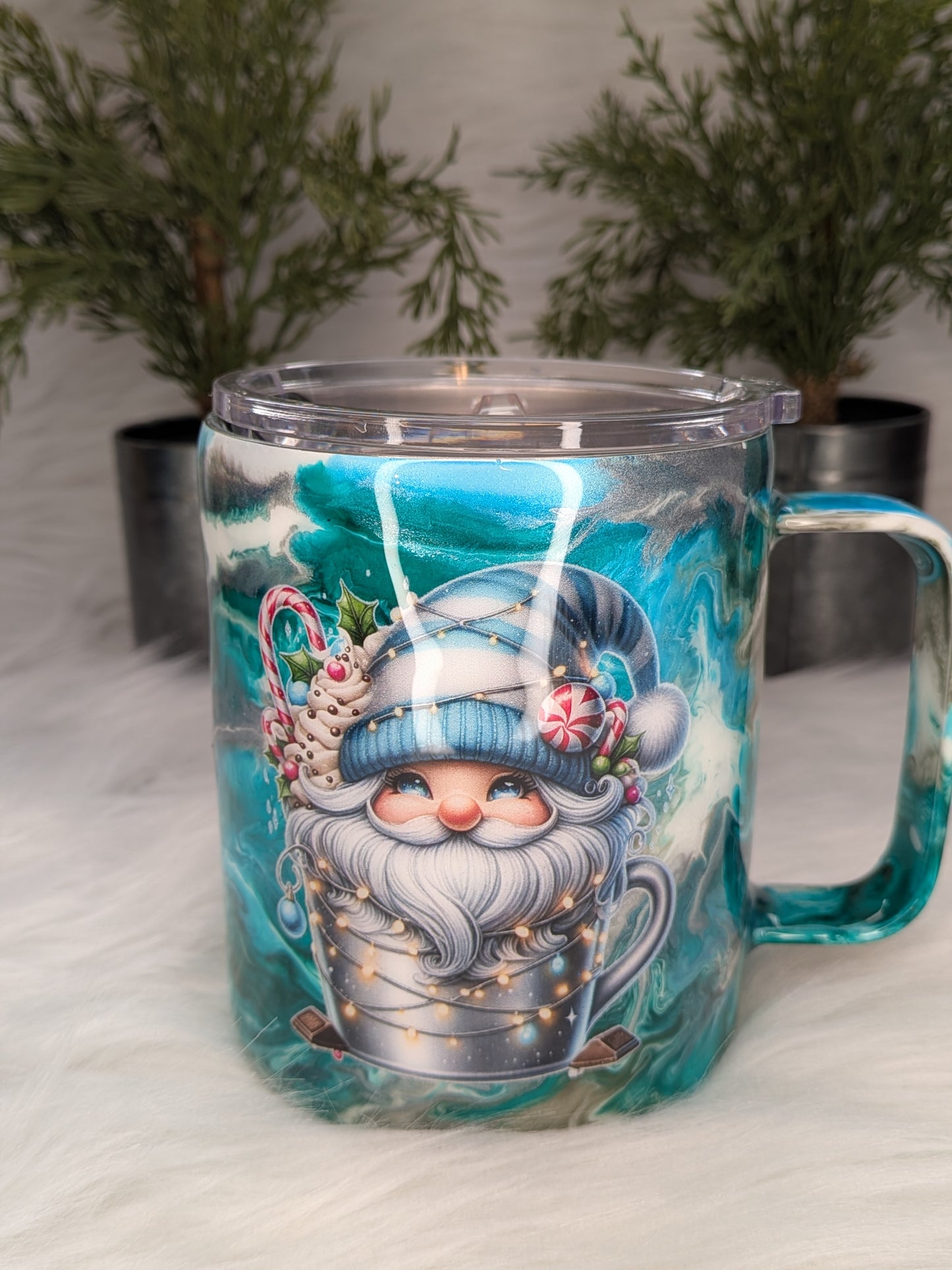 Ink Drop Swirl Christmas Gnome 12 oz Camper Mug