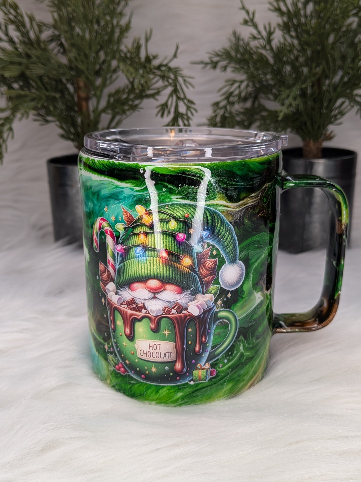 Ink Drop Swirl Christmas Gnome 12 oz Camper Mug