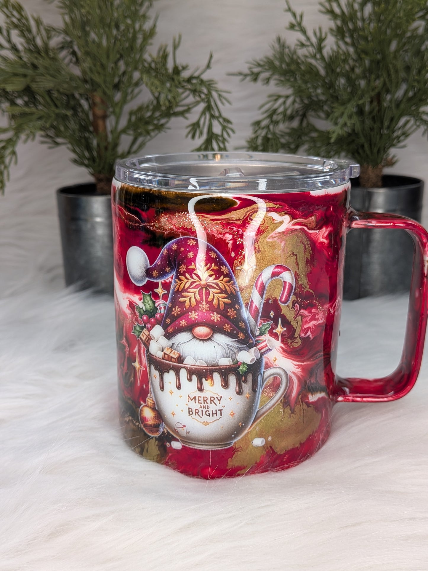 Ink Drop Swirl Christmas Gnome 12 oz Camper Mug