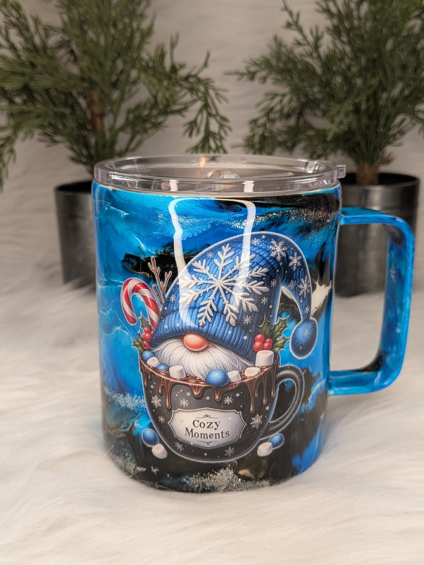Ink Drop Swirl Christmas Gnome 12 oz Camper Mug