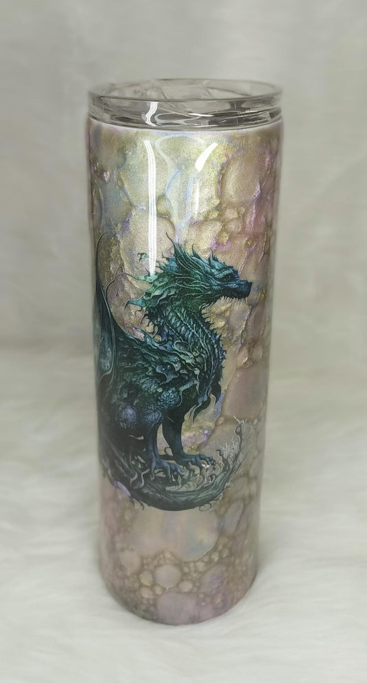 Light Purple Dragon scale with Black Dragon Decal 30 oz Skinny Stainless Steel Tumbler