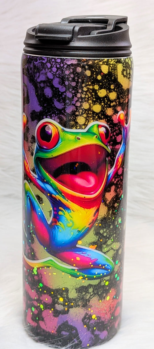 Rainbow Frog Power Wash Stainless Steel 18 oz Dual Flip Skinny Tumbler