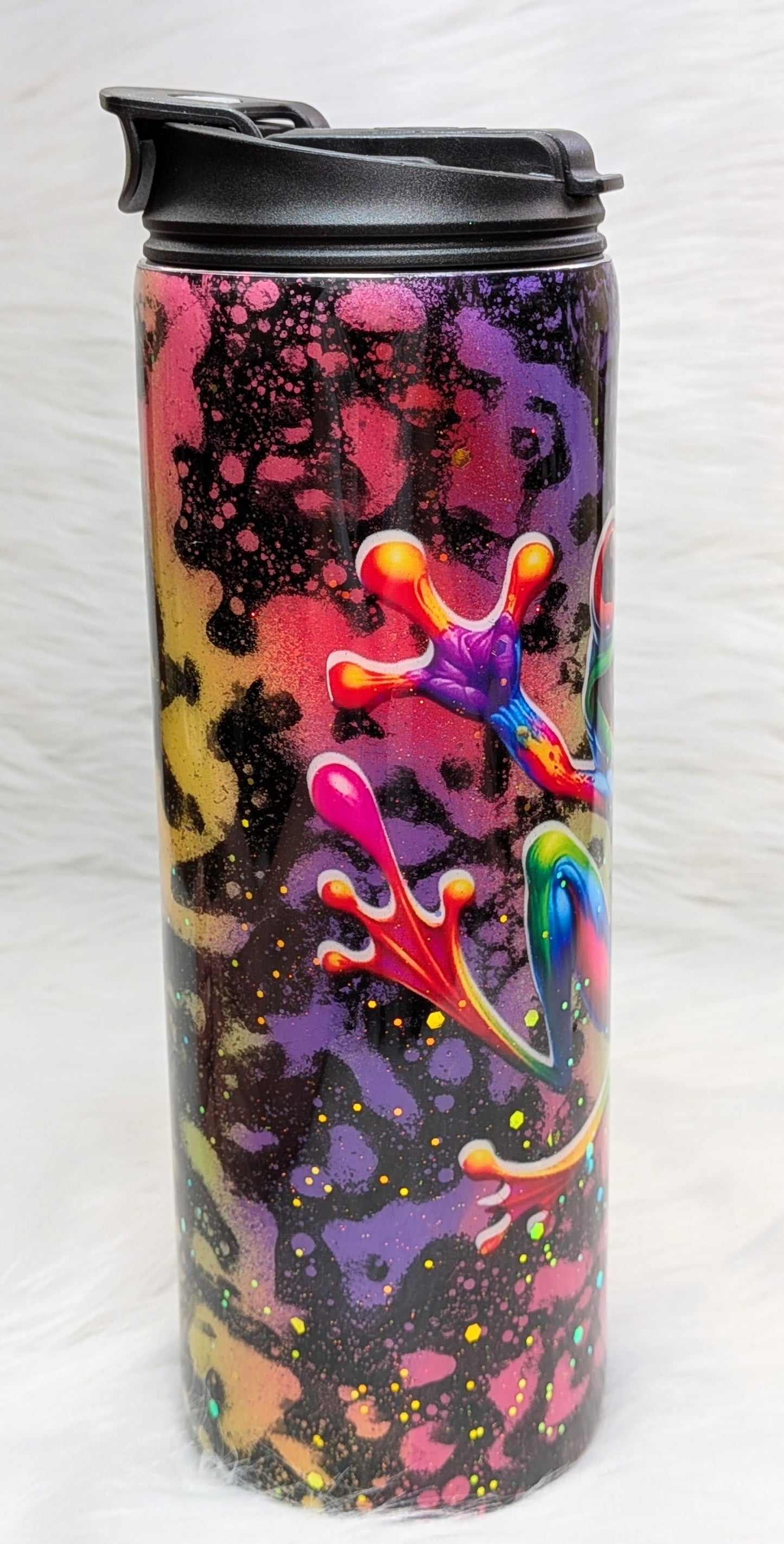 Rainbow Frog Power Wash Stainless Steel 18 oz Dual Flip Skinny Tumbler