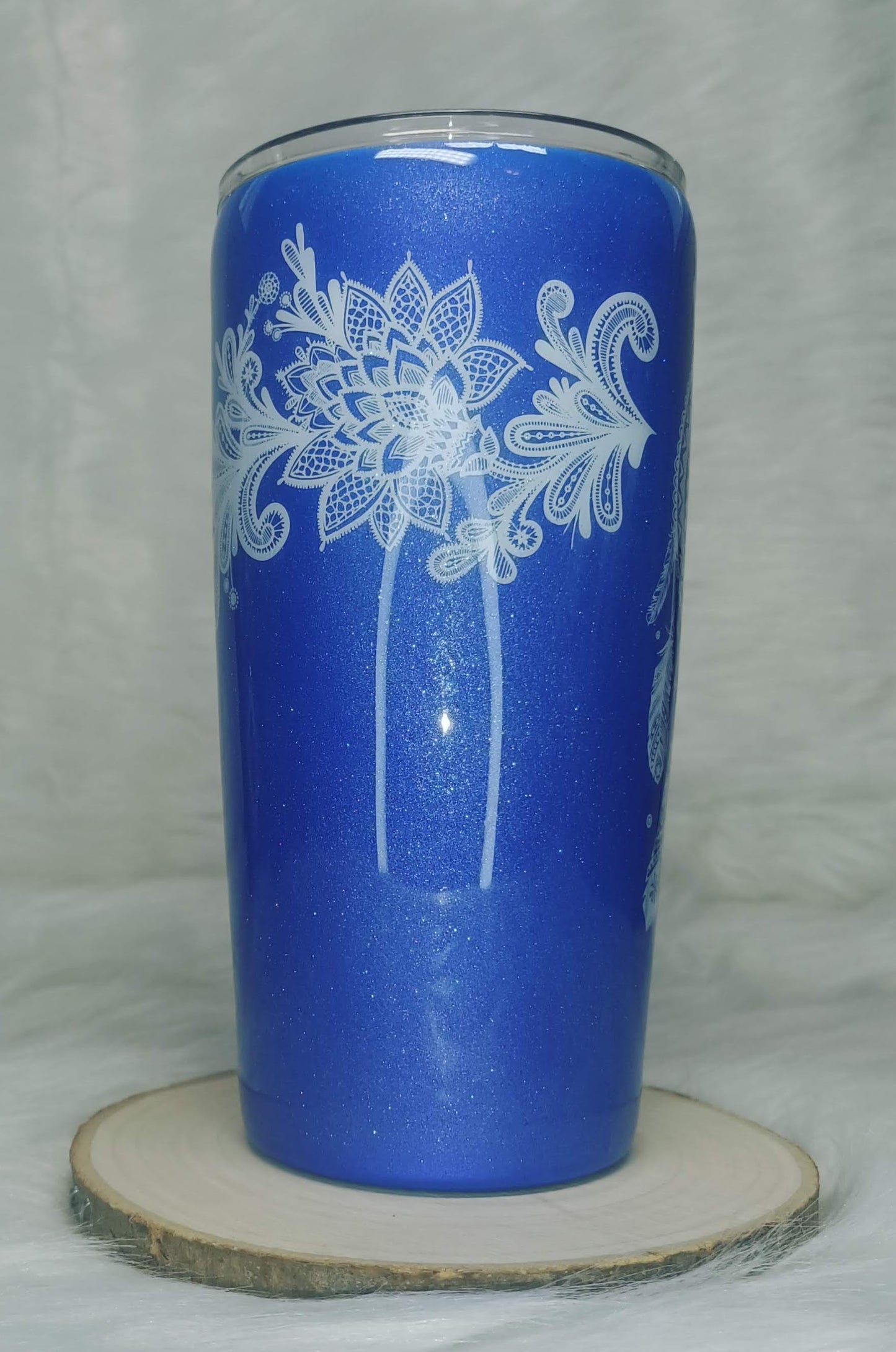 Blue 20 oz Regular Stainless Steel Tumbler with White Dream Catcher Decal