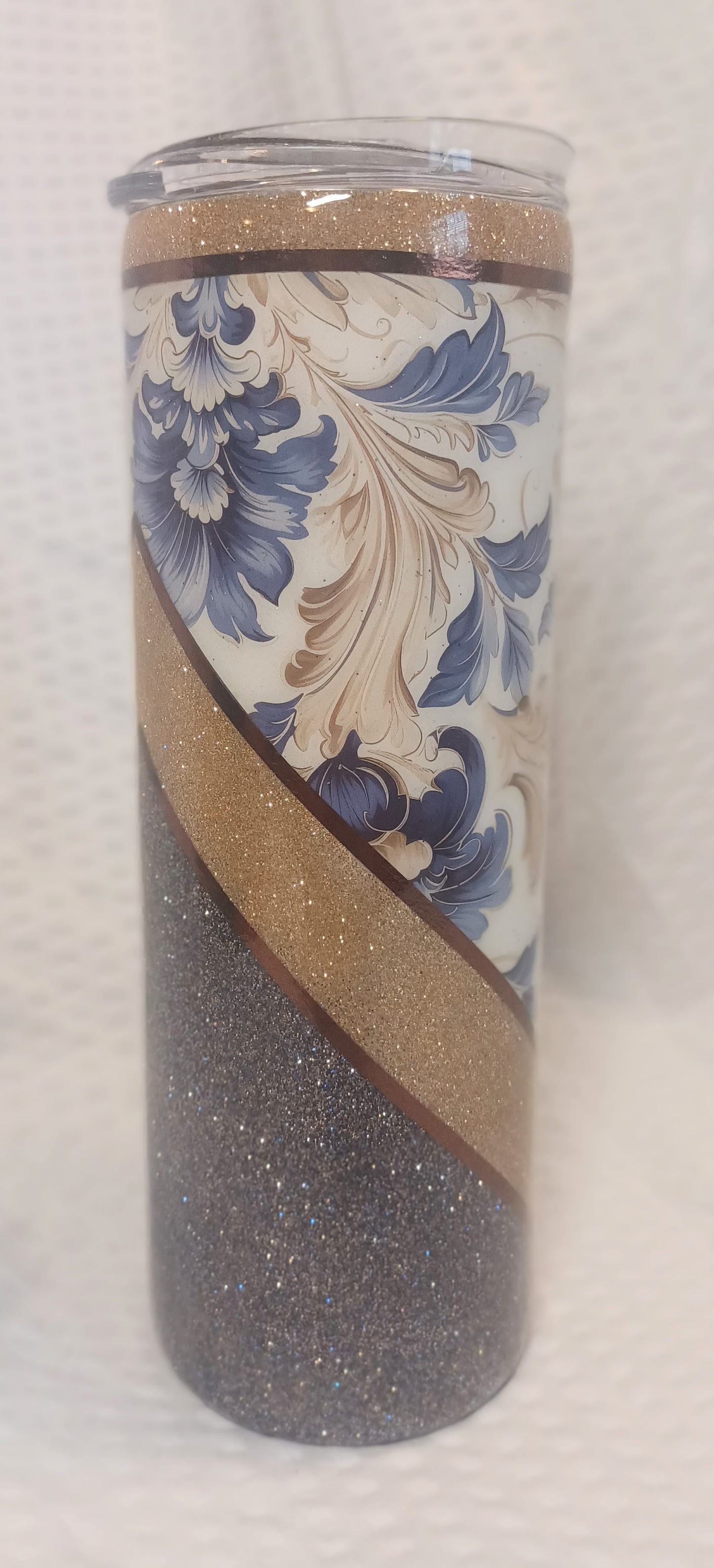 Blue Demask V split 20 oz Stainless Steel Tumbler