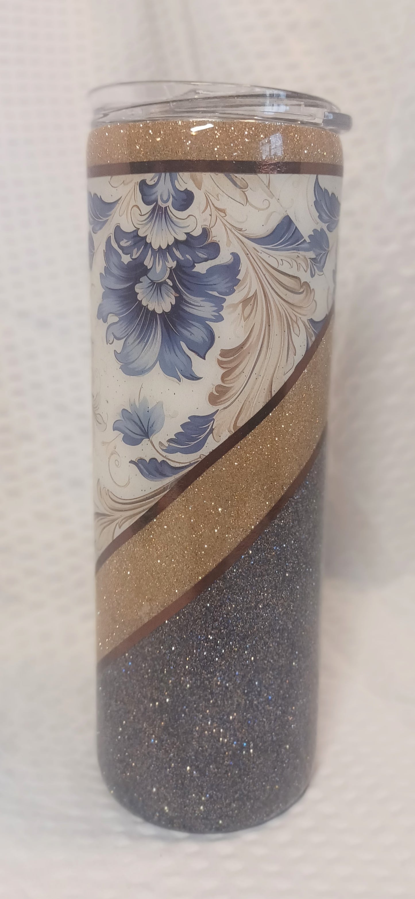Blue Demask V split 20 oz Stainless Steel Tumbler
