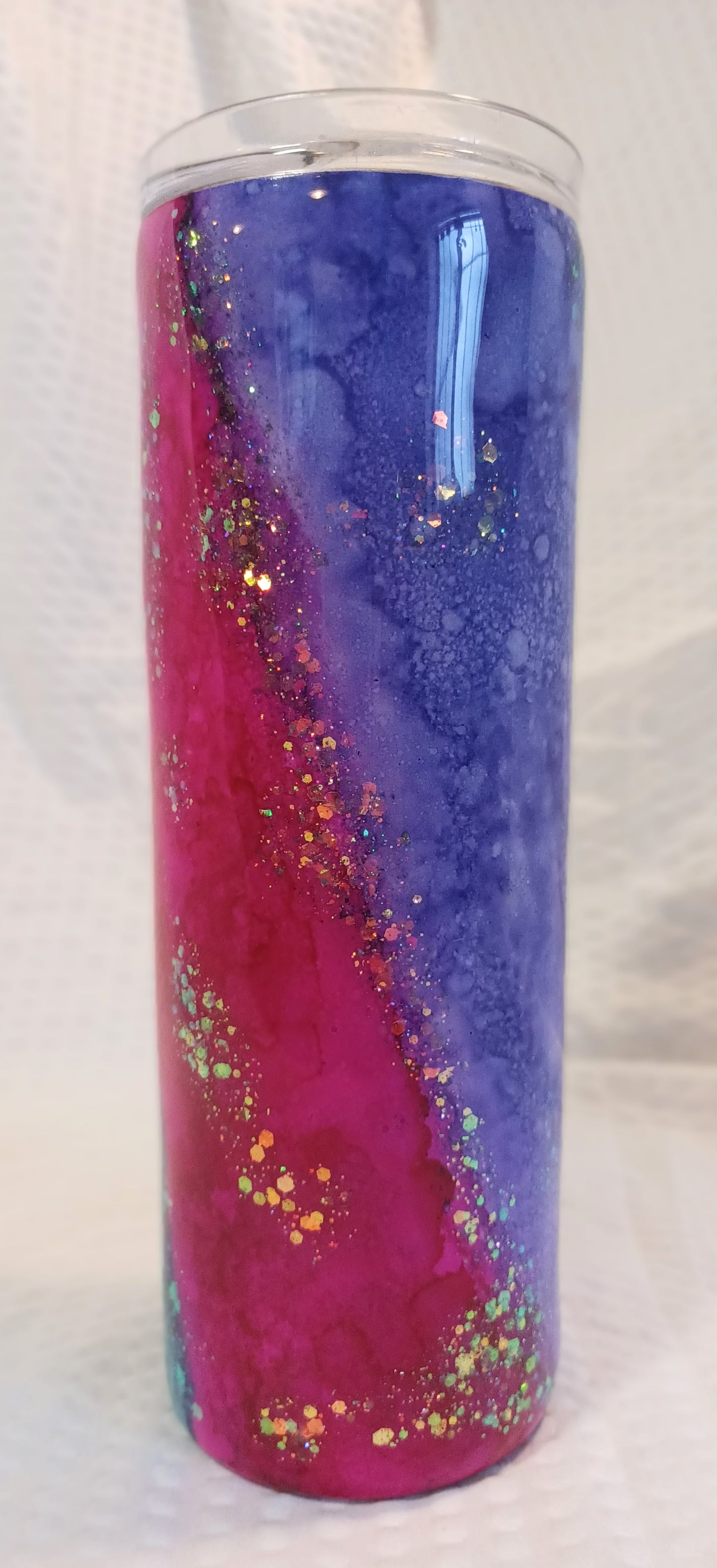 Purple, Pink and Teal Twisted 20 oz Skinny Stainless Steel Tumbler
