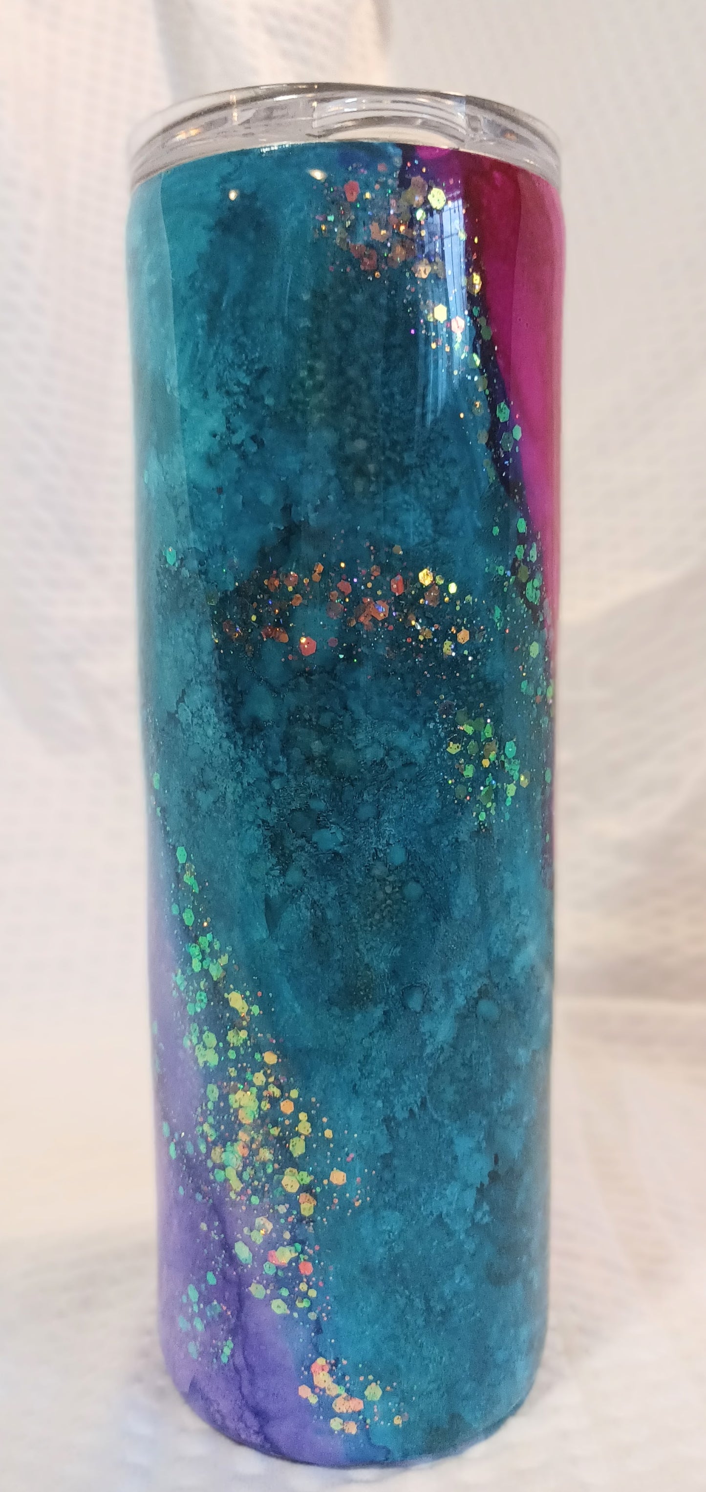 Purple, Pink and Teal Twisted 20 oz Skinny Stainless Steel Tumbler