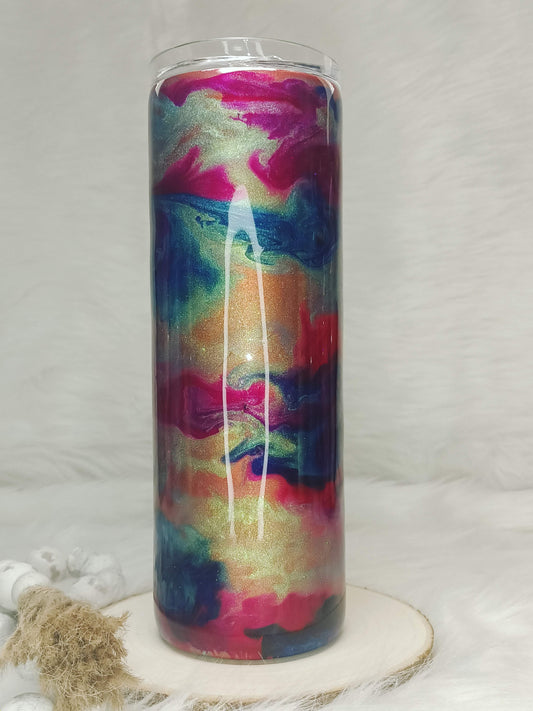 Metallic Ink Drop Swirl 20 oz Skinny Tumbler