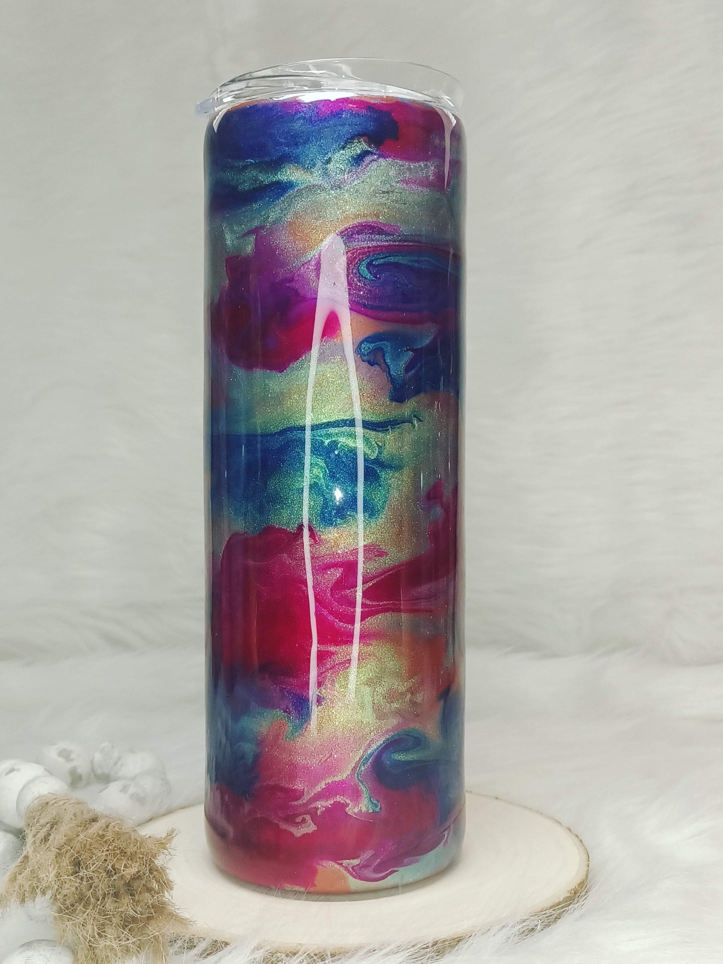 Metallic Ink Drop Swirl 20 oz Skinny Tumbler