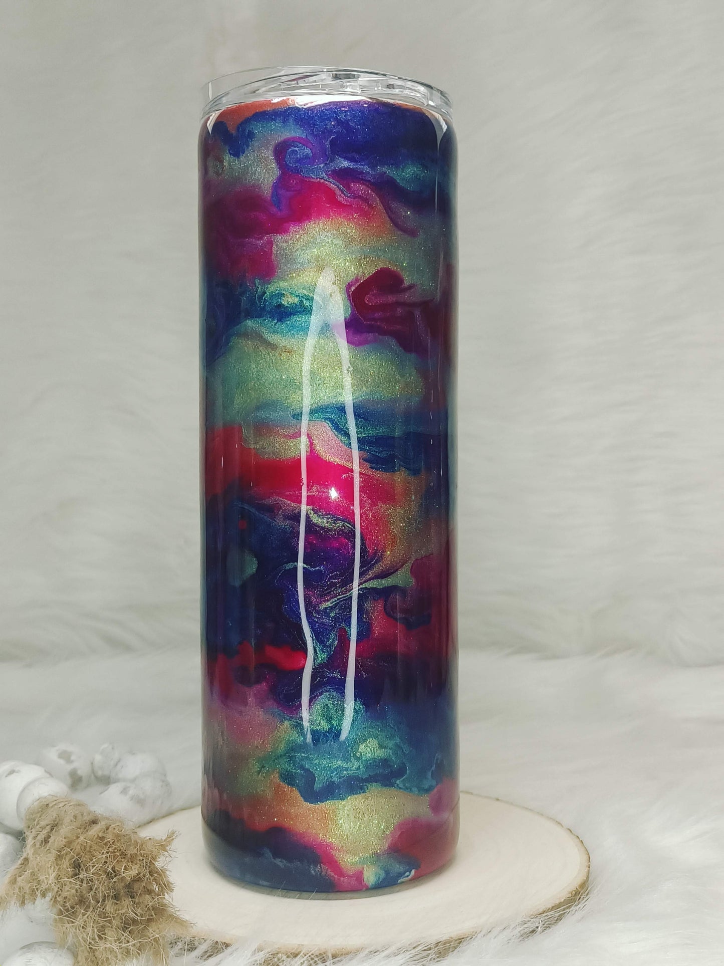 Metallic Ink Drop Swirl 20 oz Skinny Tumbler