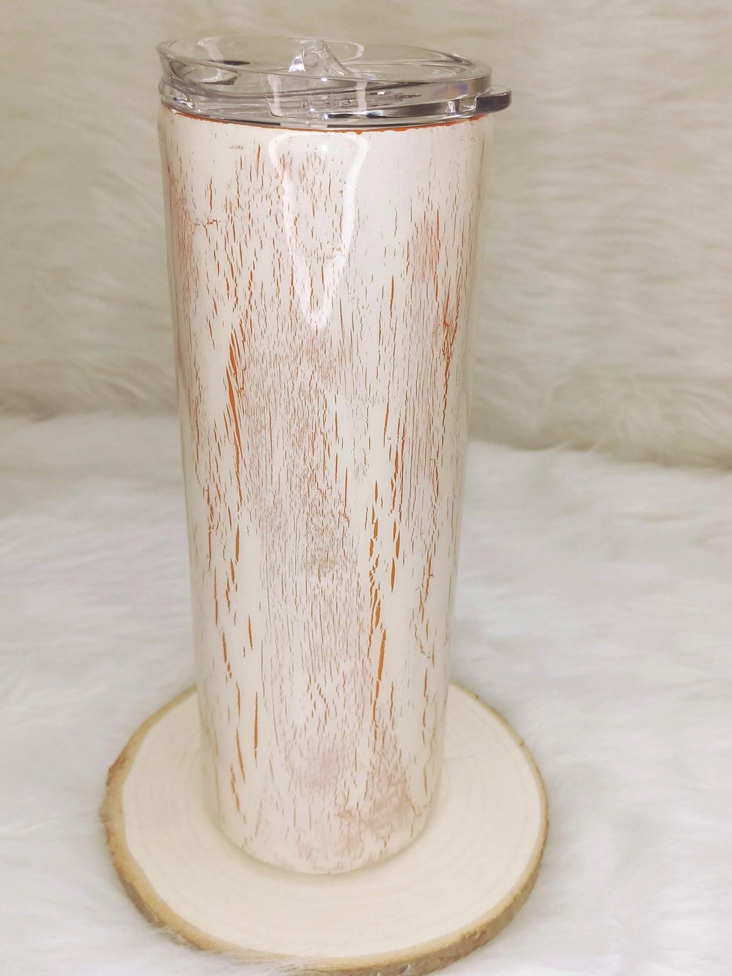 Orange Crackle with Cute Crazy Bird 20 oz Skinny Stainless Steel Tumbler