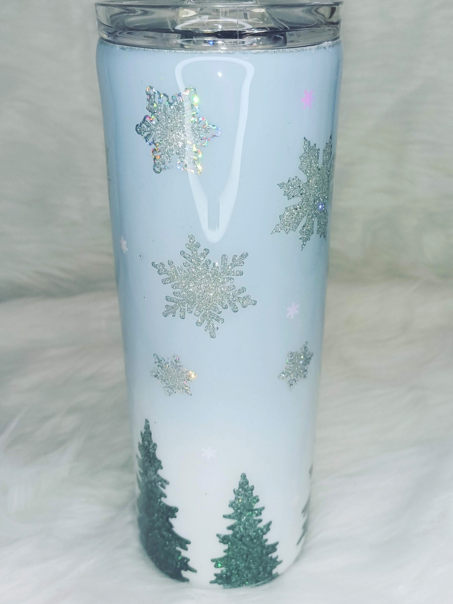 Trees & Snowflake Peek A Boo 20 oz Skinny Stainless Steel Tumbler