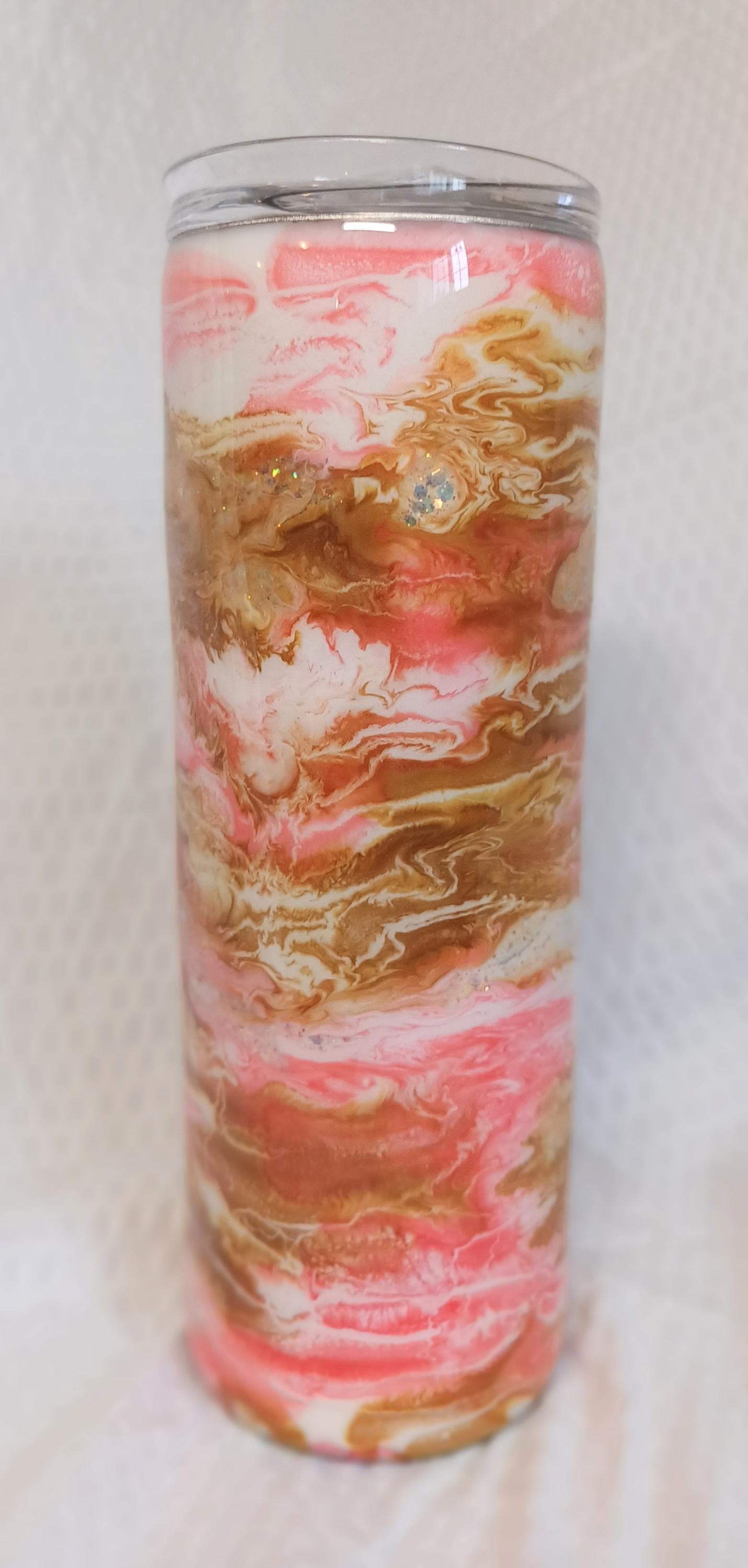 Mocha Cherry Blossom 20 oz Skinny Stainless Steel Tumbler