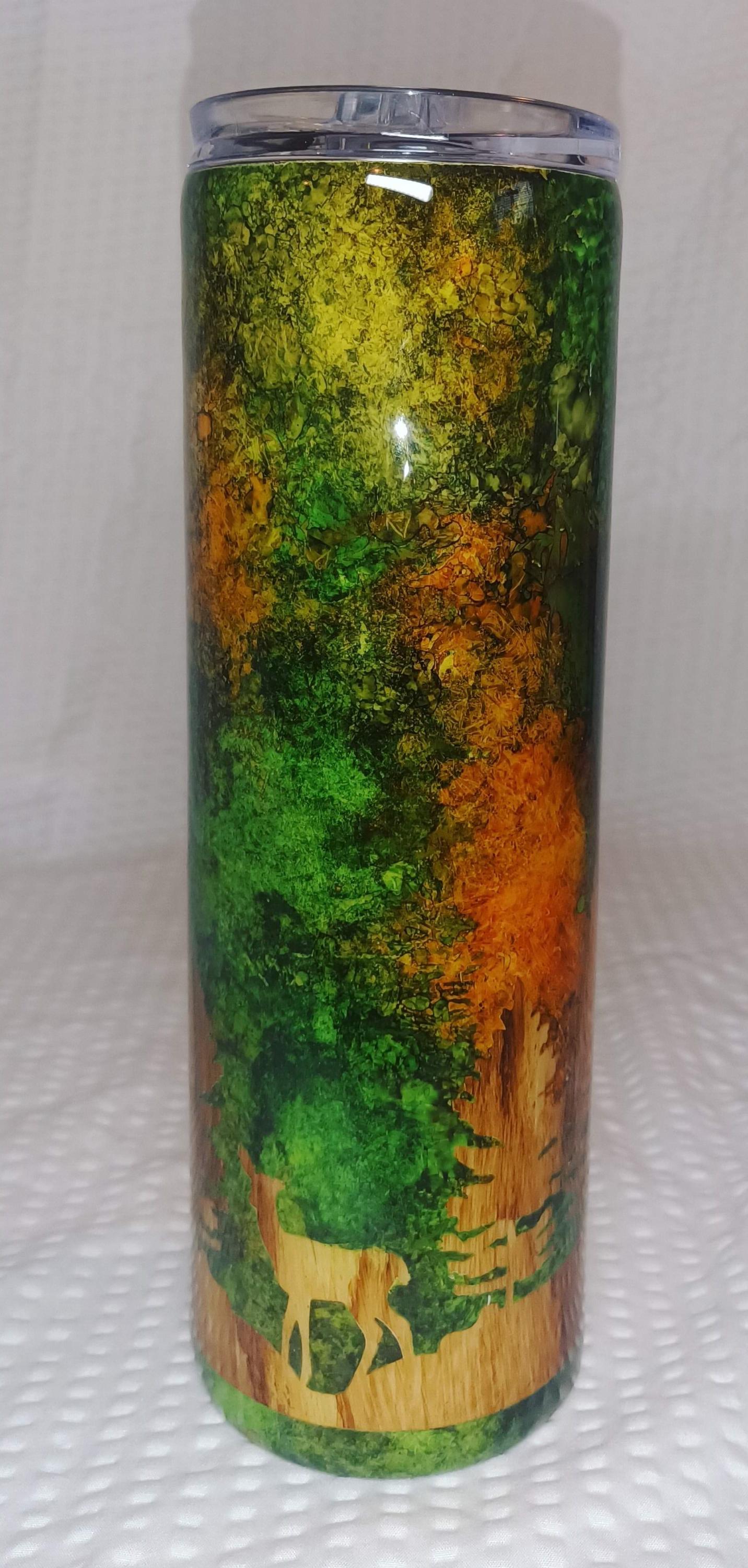 Deer Camouflage with woodgrain background 30 oz Skinny Stainless Steel Tumbler