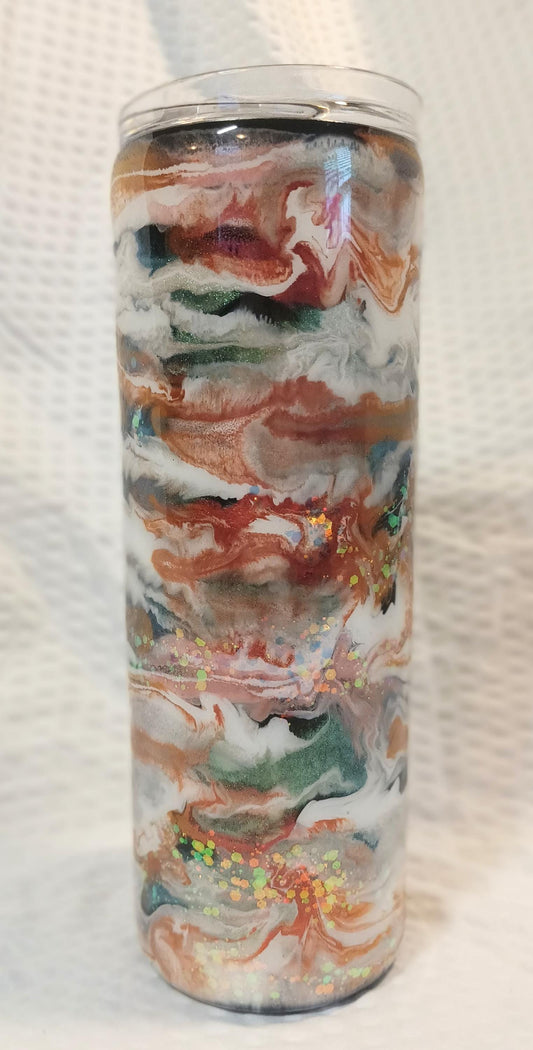 White, Copper and Teal 20 oz. Stainless Steel Epoxy Resin Tumbler