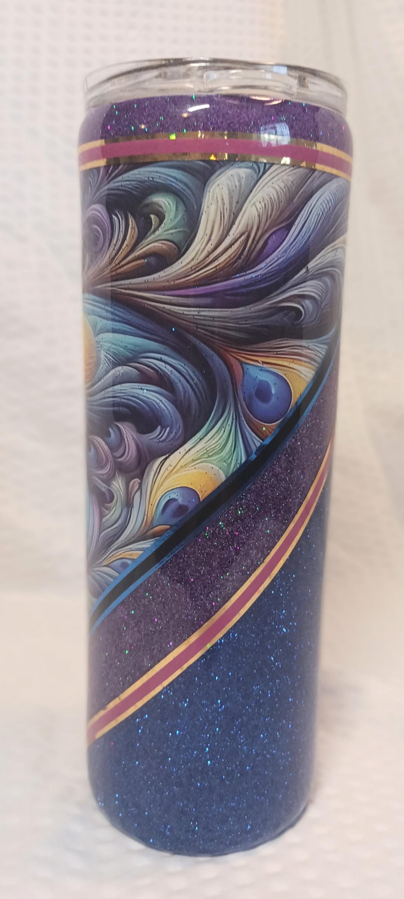 Peacock Feather V spilt 20 oz Stainless Steel Tumbler