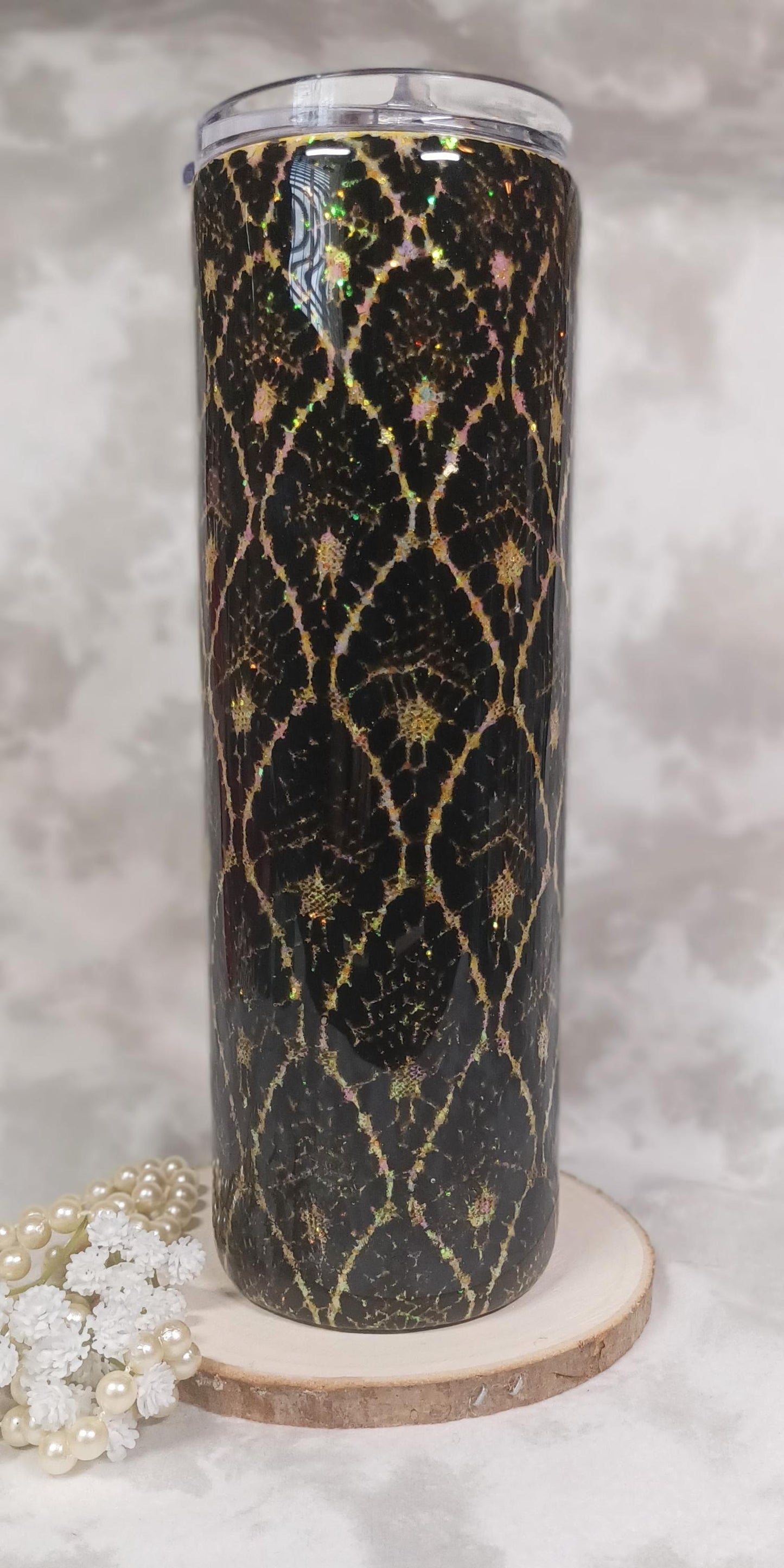 Yellow and Black Snakeskin pattern 30 oz Skinny Tumbler