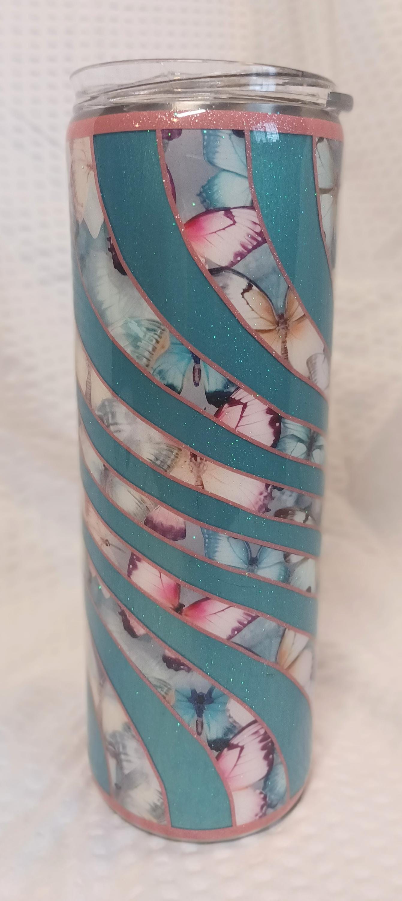 Twisted Butterfly 20 oz Skinny Stainless Steel Tumbler