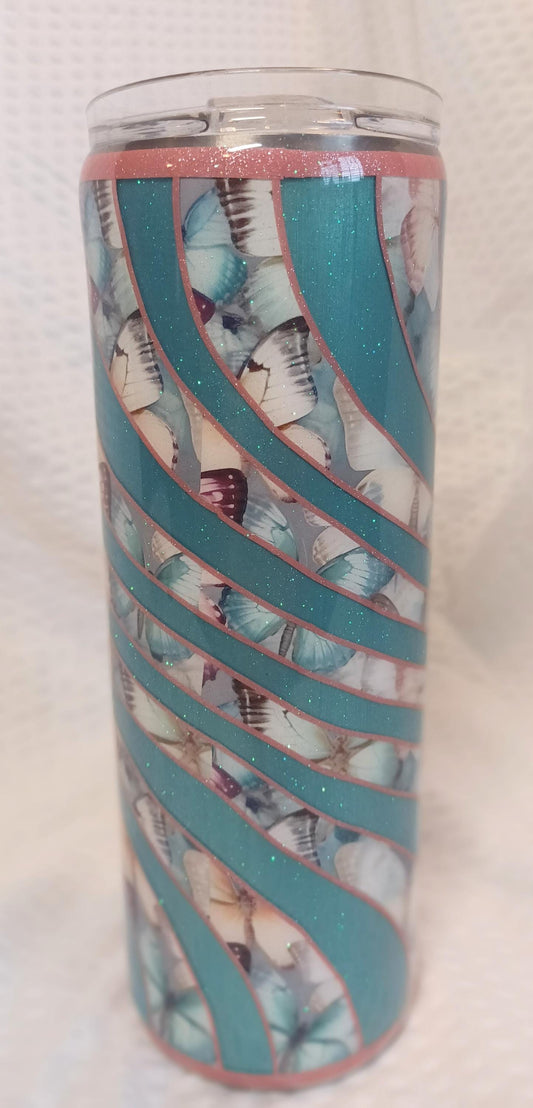 Twisted Butterfly 20 oz Skinny Stainless Steel Tumbler