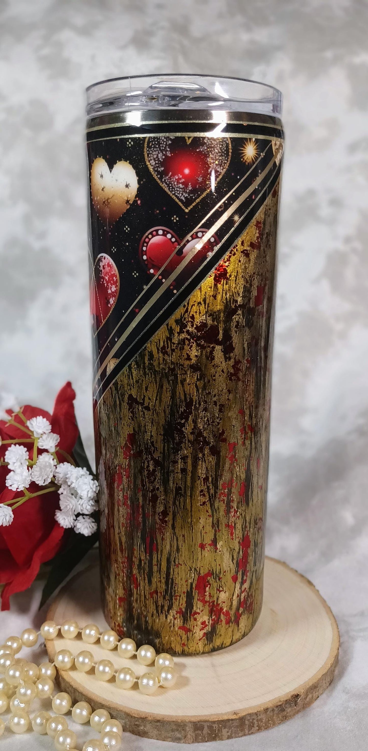 Valentine Distressed Vinyl 20 oz Skinny Stainless Steel Tumbler