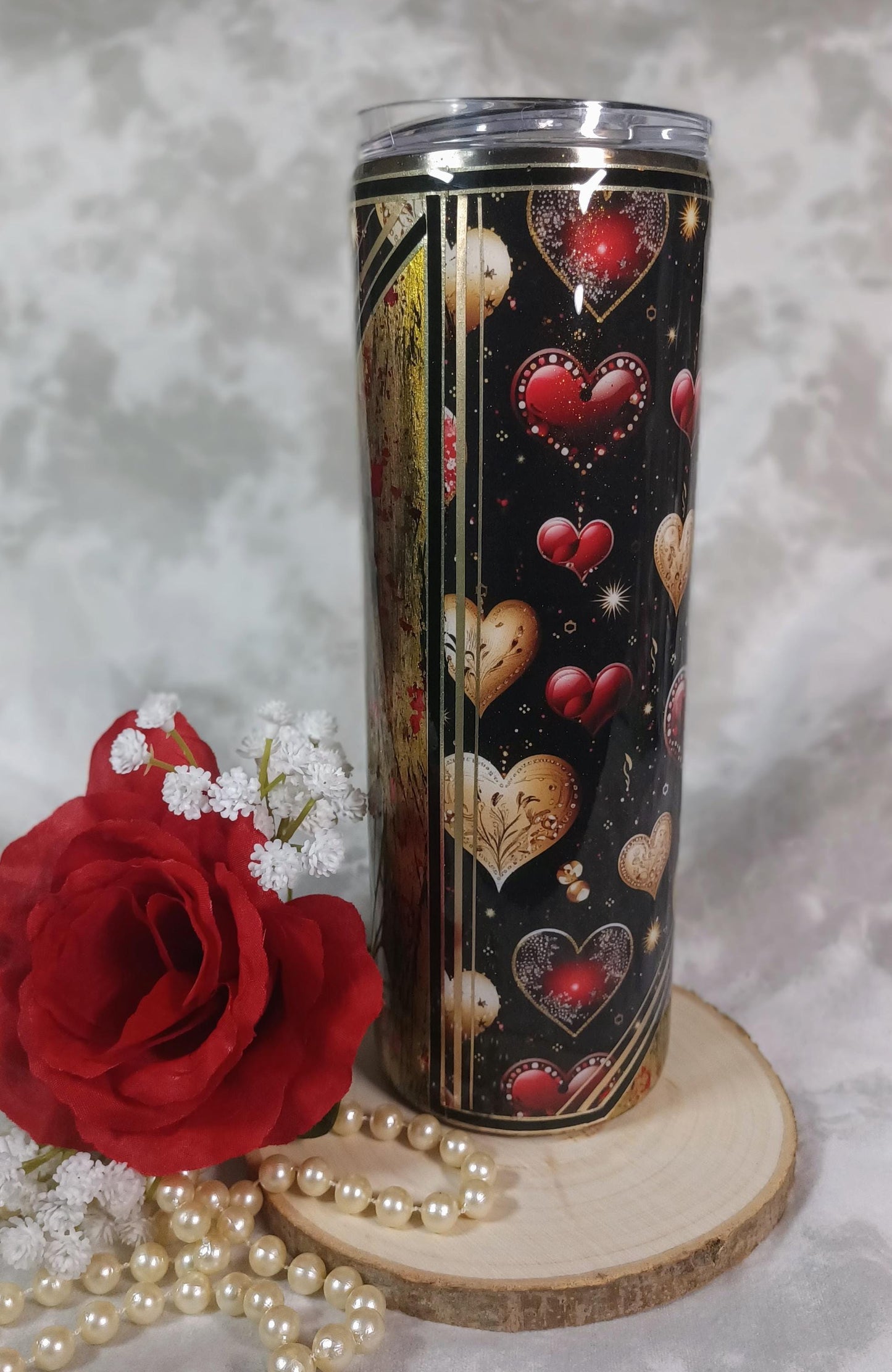 Valentine Distressed Vinyl 20 oz Skinny Stainless Steel Tumbler