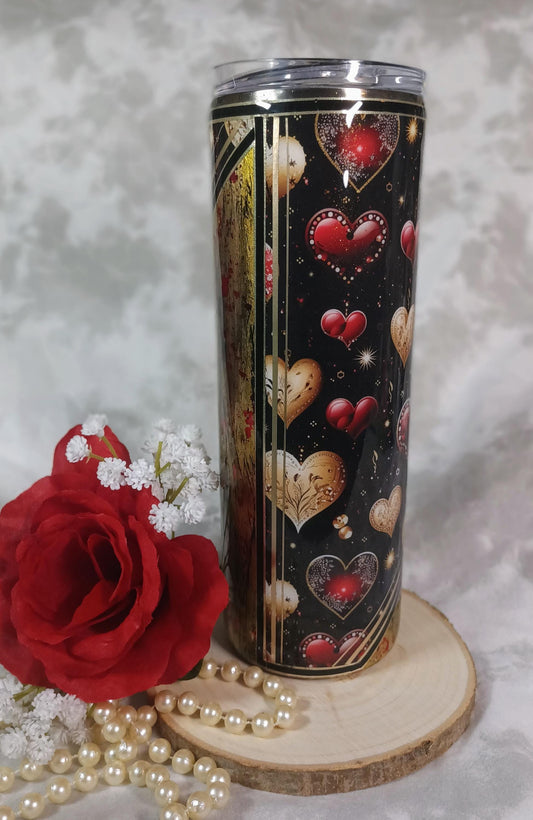 Valentine Distressed Vinyl 20 oz Skinny Stainless Steel Tumbler