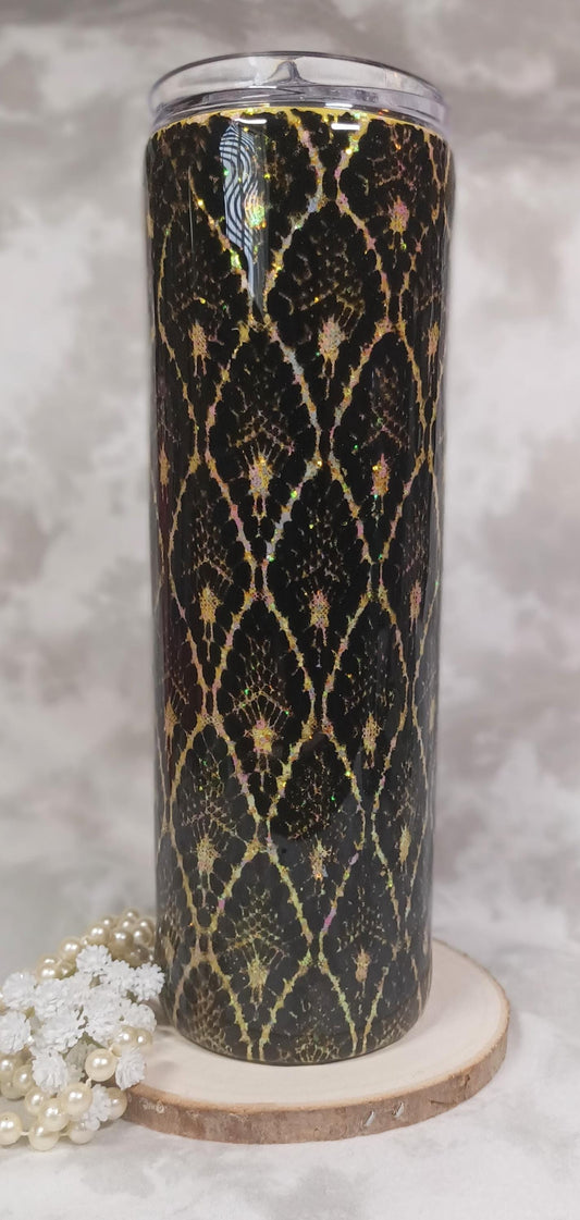 Yellow and Black Snakeskin pattern 30 oz Skinny Tumbler