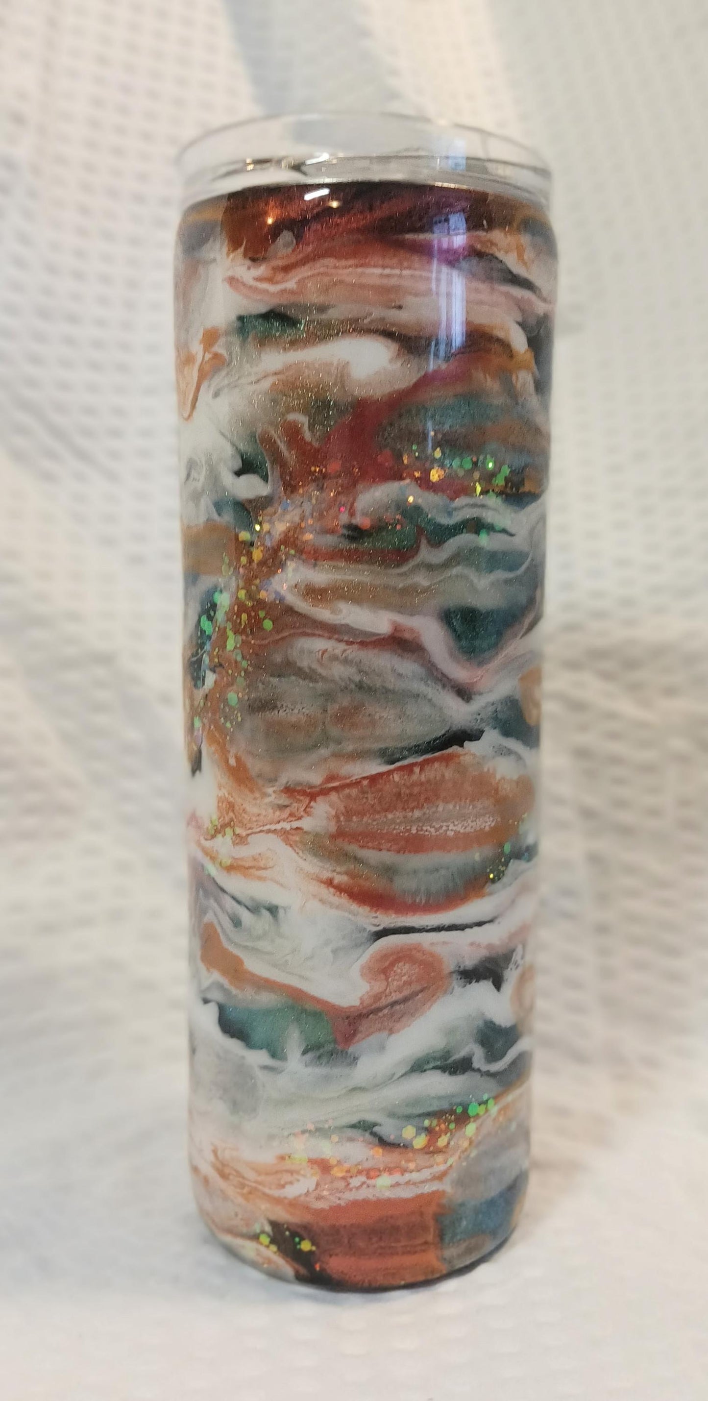 White, Copper and Teal 20 oz. Stainless Steel Epoxy Resin Tumbler