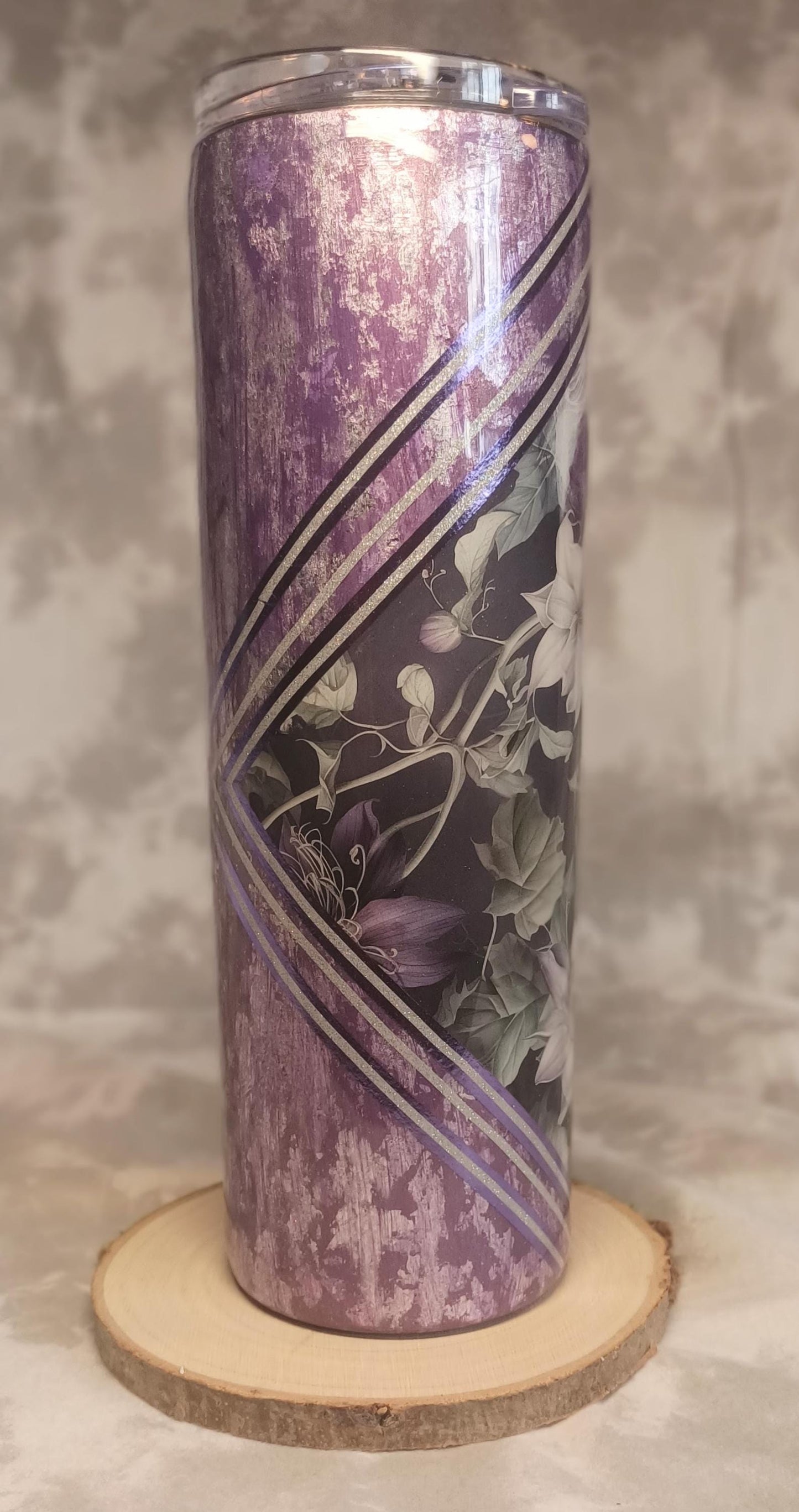 Purple distressed with flower vinyl