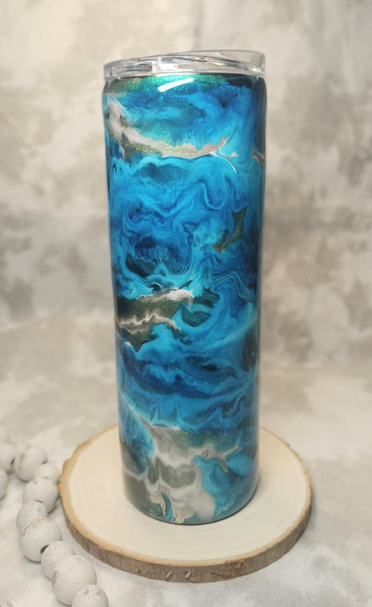 Blue Ink Drop 20 oz Skinny Stainless Steel Tumble