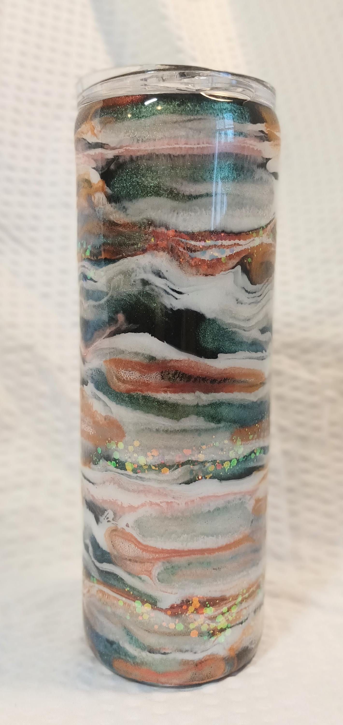White, Copper and Teal 20 oz. Stainless Steel Epoxy Resin Tumbler