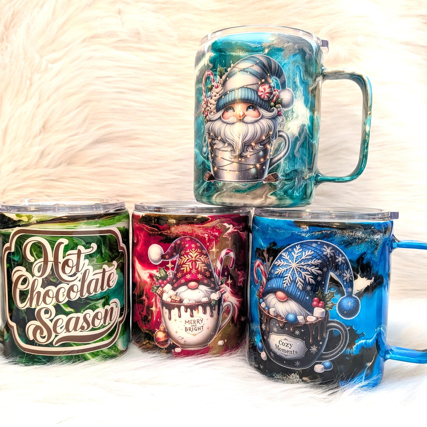 Ink Drop Swirl Christmas Gnome 12 oz Camper Mug