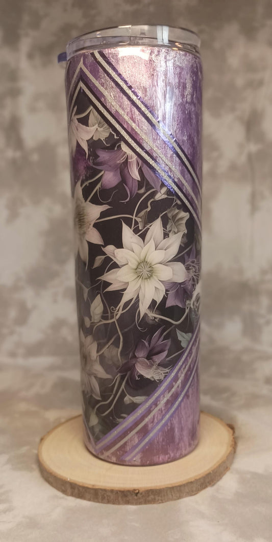 Purple distressed with flower vinyl