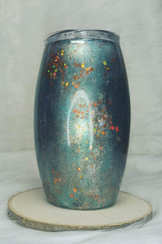 Distressed Teal 15 oz Stainless Steel Barrel Coffee Mug