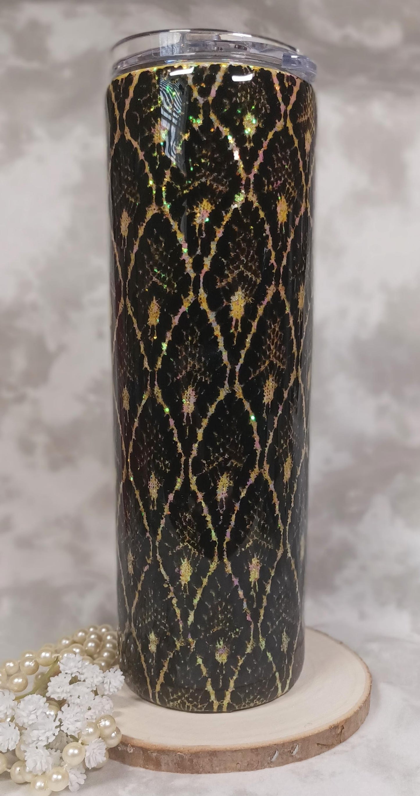 Yellow and Black Snakeskin pattern 30 oz Skinny Tumbler