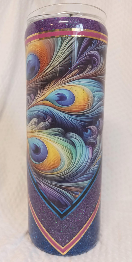 Peacock Feather V spilt 20 oz Stainless Steel Tumbler